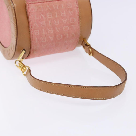 BVLGARI Logo Mania Be Zero One Hand Bag Canvas Red Gold Auth BA5419