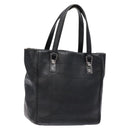 CHANEL Choco Bar COCO Mark Hand Bag Canvas Black Silver CC Auth BA5420-1