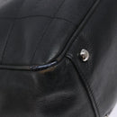 CHANEL Choco Bar COCO Mark Hand Bag Canvas Black Silver CC Auth BA5420-11