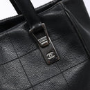 CHANEL Choco Bar COCO Mark Hand Bag Canvas Black Silver CC Auth BA5420-10