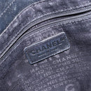 CHANEL Choco Bar COCO Mark Hand Bag Canvas Black Silver CC Auth BA5420-17