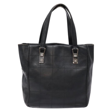 CHANEL Choco Bar COCO Mark Hand Bag Canvas Black Silver CC Auth BA5420 - 0