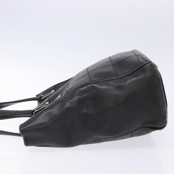 CHANEL Choco Bar COCO Mark Hand Bag Canvas Black Silver CC Auth BA5420