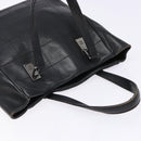 CHANEL Choco Bar COCO Mark Hand Bag Canvas Black Silver CC Auth BA5420-6