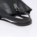 CHANEL Choco Bar COCO Mark Hand Bag Canvas Black Silver CC Auth BA5420-7