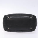 CHANEL Choco Bar COCO Mark Hand Bag Canvas Black Silver CC Auth BA5420-5