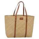 Jimmy Choo Studs Tote Bag Straw Beige Auth BA5421-1