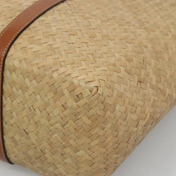 Jimmy Choo Studs Tote Bag Straw Beige Auth BA5421