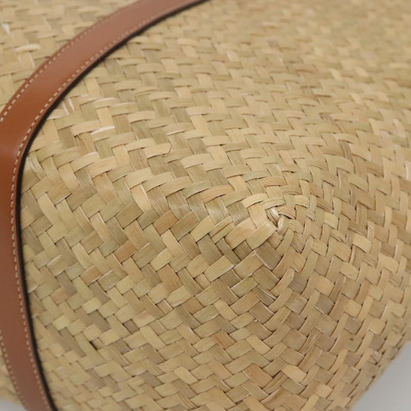 Jimmy Choo Studs Tote Bag Straw Beige Auth BA5421