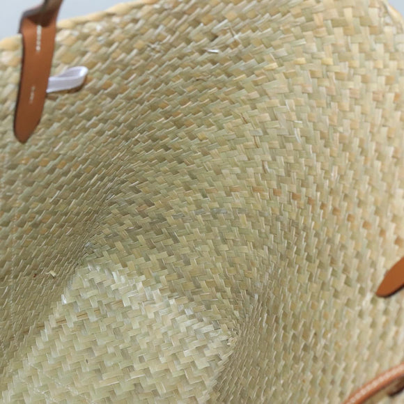 Jimmy Choo Studs Tote Bag Straw Beige Auth BA5421