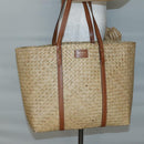 Jimmy Choo Studs Tote Bag Straw Beige Auth BA5421-17