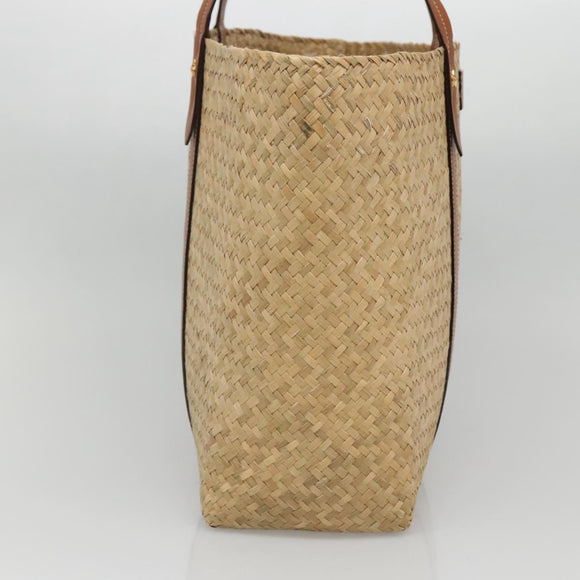 Jimmy Choo Studs Tote Bag Straw Beige Auth BA5421