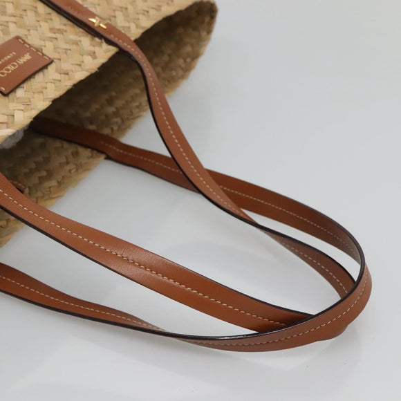 Jimmy Choo Studs Tote Bag Straw Beige Auth BA5421