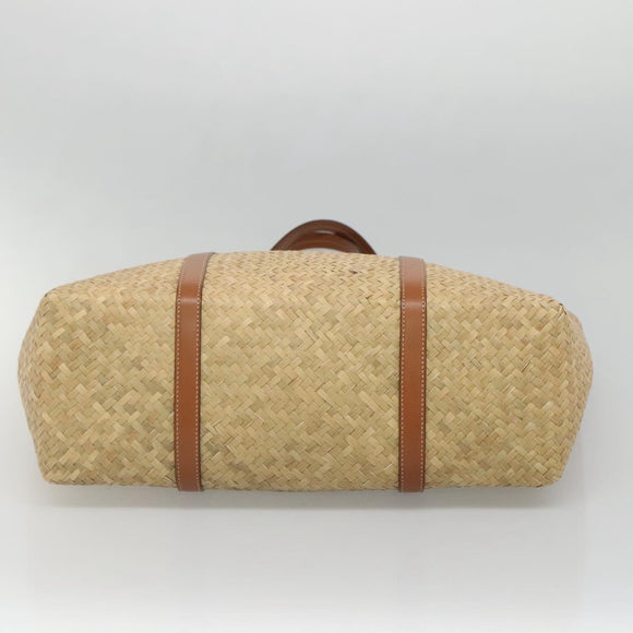 Jimmy Choo Studs Tote Bag Straw Beige Auth BA5421