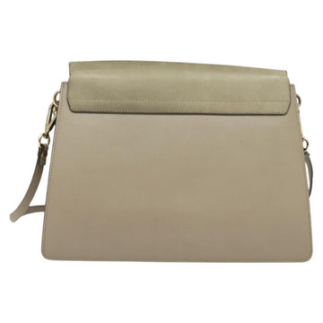 Chloe Fay Shoulder Bag Suede Leather Beige Gold Auth BA5423 - 0