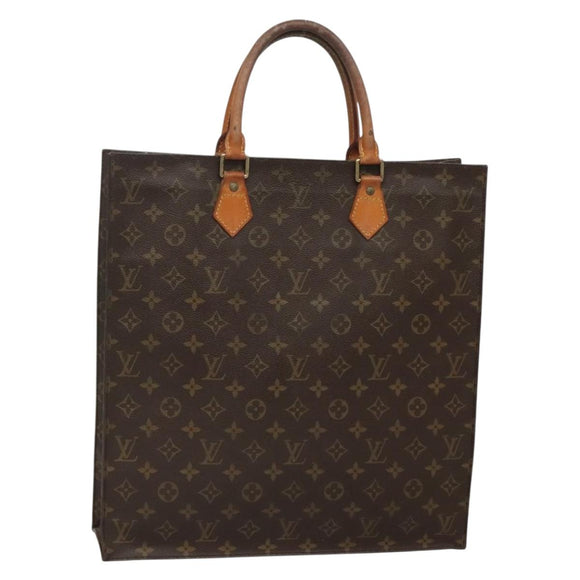 LOUIS VUITTON Monogram Sac Plat Hand Bag M51140 LV Auth BA5428