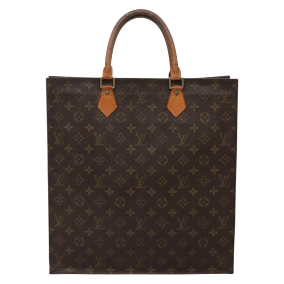 LOUIS VUITTON Monogram Sac Plat Hand Bag M51140 LV Auth BA5428