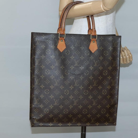 LOUIS VUITTON Monogram Sac Plat Hand Bag M51140 LV Auth BA5428