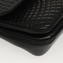 BALLY Quilted Chain Shoulder Bag Leather Black Gold Auth BA5432-10