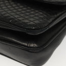 BALLY Quilted Chain Shoulder Bag Leather Black Gold Auth BA5432-11