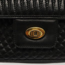 BALLY Quilted Chain Shoulder Bag Leather Black Gold Auth BA5432-14