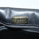 BALLY Quilted Chain Shoulder Bag Leather Black Gold Auth BA5432-16