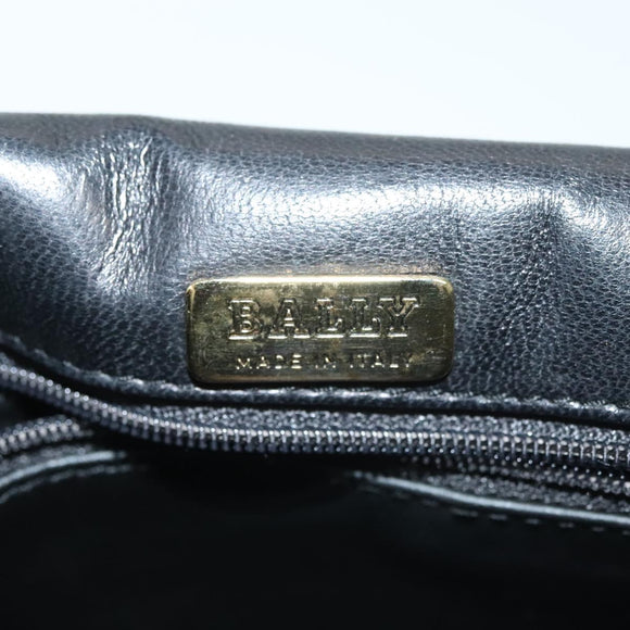 BALLY Quilted Chain Shoulder Bag Leather Black Gold Auth BA5432