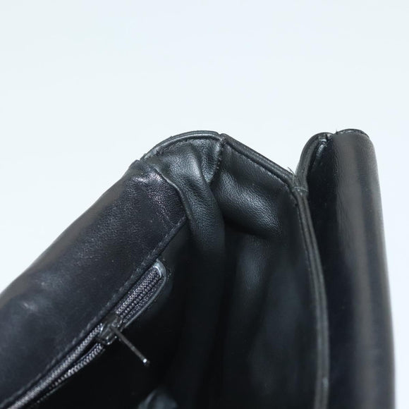 BALLY Quilted Chain Shoulder Bag Leather Black Gold Auth BA5432