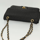 BALLY Quilted Chain Shoulder Bag Leather Black Gold Auth BA5432-6