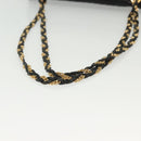 BALLY Quilted Chain Shoulder Bag Leather Black Gold Auth BA5432-7