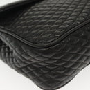 BALLY Quilted Chain Shoulder Bag Leather Black Gold Auth BA5433-8