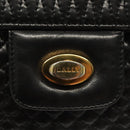 BALLY Quilted Chain Shoulder Bag Leather Black Gold Auth BA5433-9