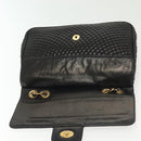 BALLY Quilted Chain Shoulder Bag Leather Black Gold Auth BA5433-10