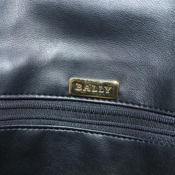 BALLY Quilted Chain Shoulder Bag Leather Black Gold Auth BA5433