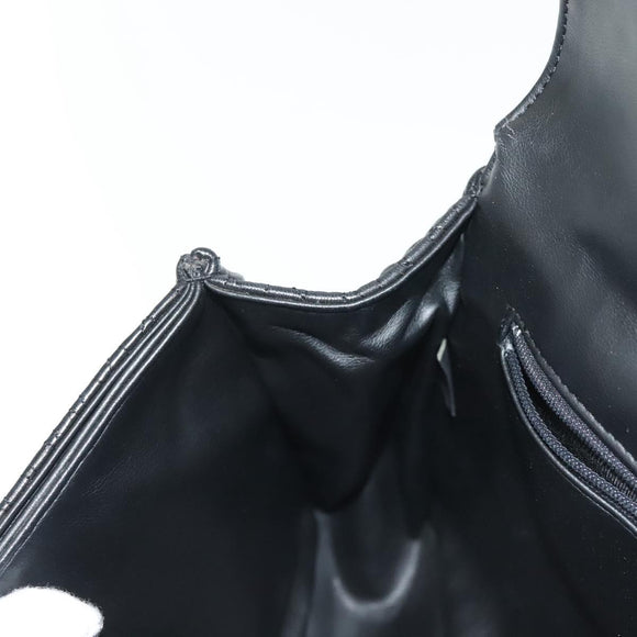 BALLY Quilted Chain Shoulder Bag Leather Black Gold Auth BA5433