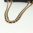 BALLY Quilted Chain Shoulder Bag Leather Black Gold Auth BA5433-7