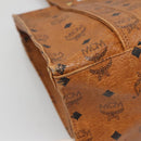 MCM Logogram Vicetos Shoulder Bag PVC Brown Gold Auth BA5434-15
