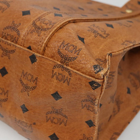 MCM Logogram Vicetos Shoulder Bag PVC Brown Gold Auth BA5434