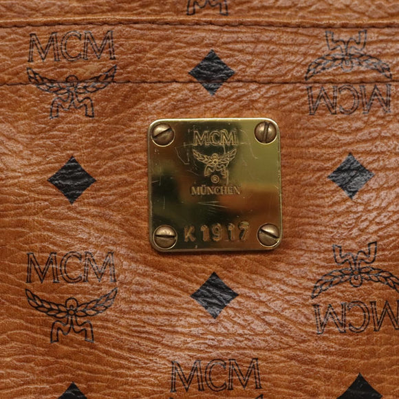 MCM Logogram Vicetos Shoulder Bag PVC Brown Gold Auth BA5434