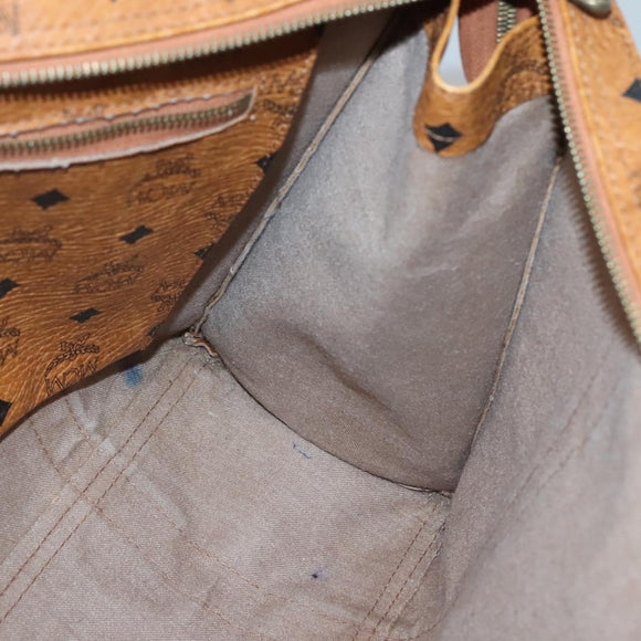 MCM Logogram Vicetos Shoulder Bag PVC Brown Gold Auth BA5434