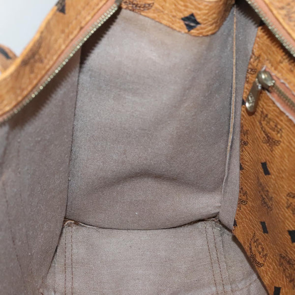 MCM Logogram Vicetos Shoulder Bag PVC Brown Gold Auth BA5434