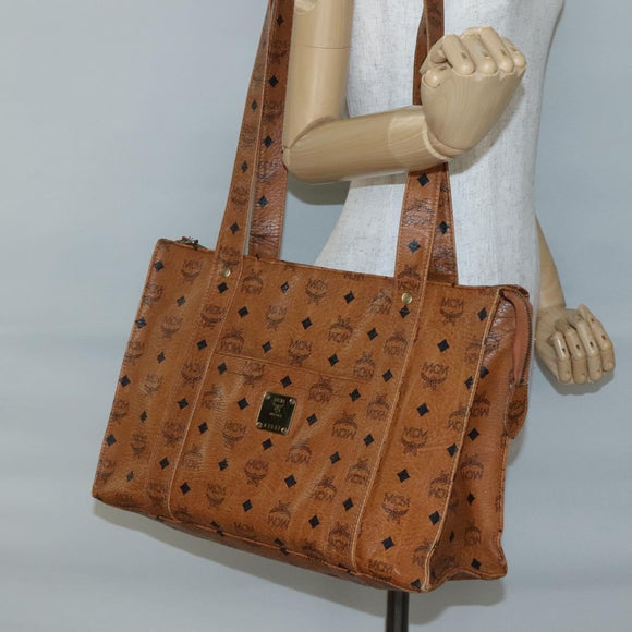 MCM Logogram Vicetos Shoulder Bag PVC Brown Gold Auth BA5434