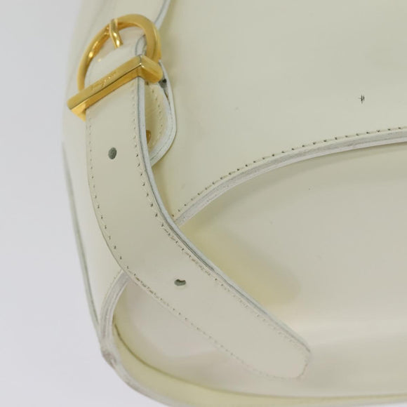 Salvatore Ferragamo Gancini Backpack Patent leather White Auth BA5435