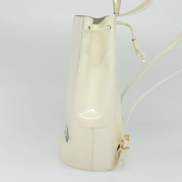 Salvatore Ferragamo Gancini Backpack Patent leather White Auth BA5435