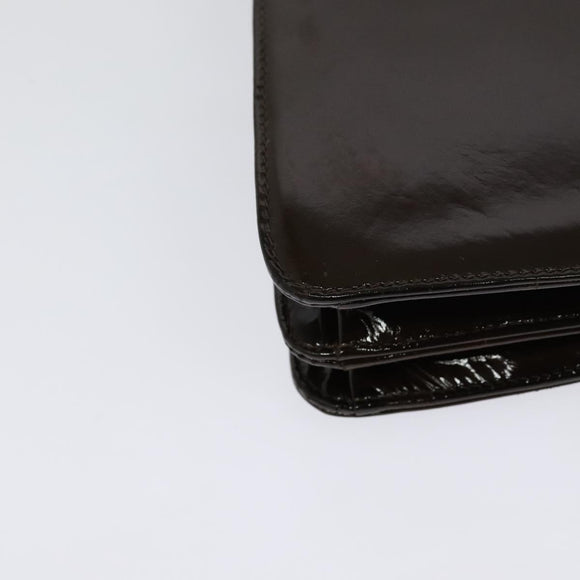 BALLY Shoulder Bag Suede Dark Brown Gold Auth BA5436