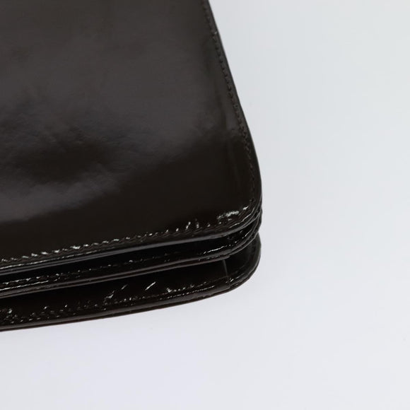 BALLY Shoulder Bag Suede Dark Brown Gold Auth BA5436