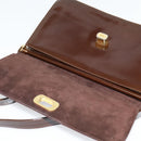 BALLY Shoulder Bag Suede Dark Brown Gold Auth BA5436-15
