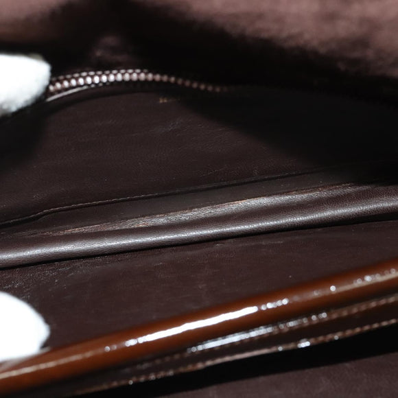 BALLY Shoulder Bag Suede Dark Brown Gold Auth BA5436