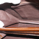 BALLY Shoulder Bag Suede Dark Brown Gold Auth BA5436-19