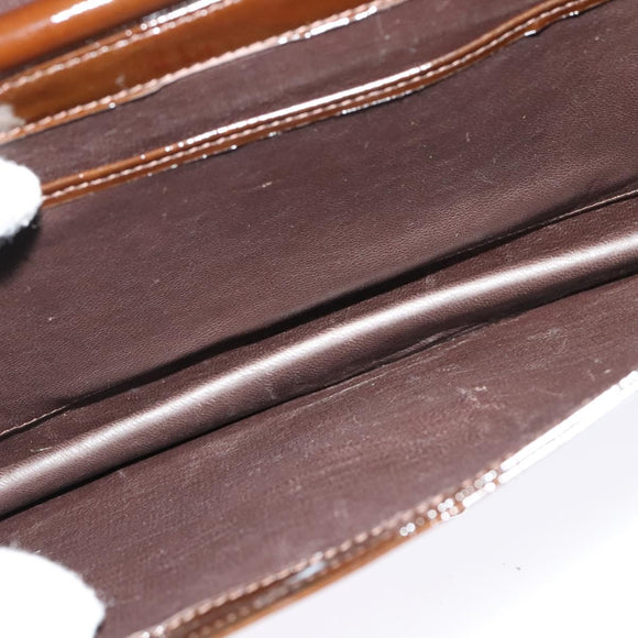 BALLY Shoulder Bag Suede Dark Brown Gold Auth BA5436